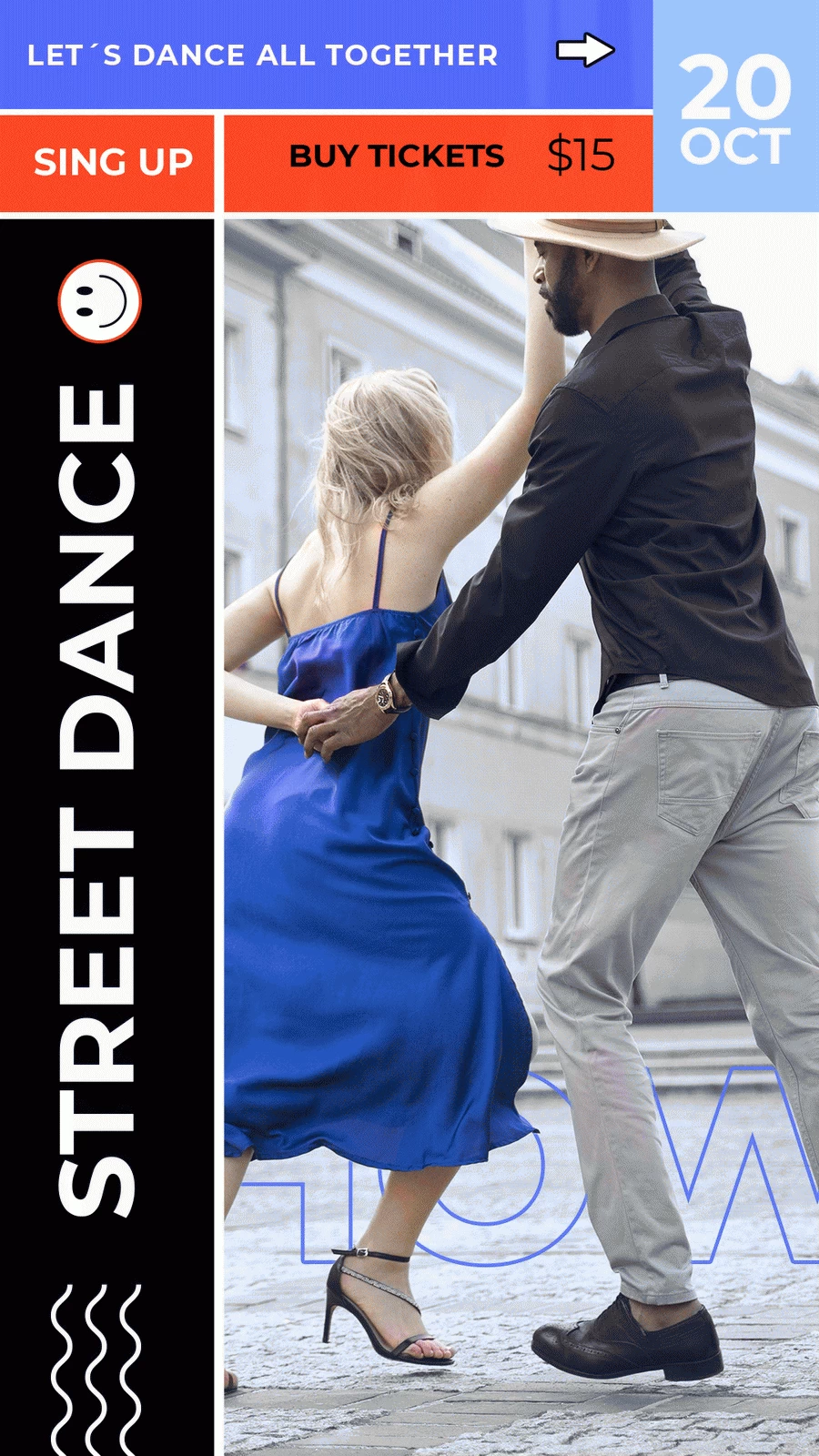 潮流撞色新媒体推广舞蹈音乐派对海报BANNER模板PSD分层设计素材【017】